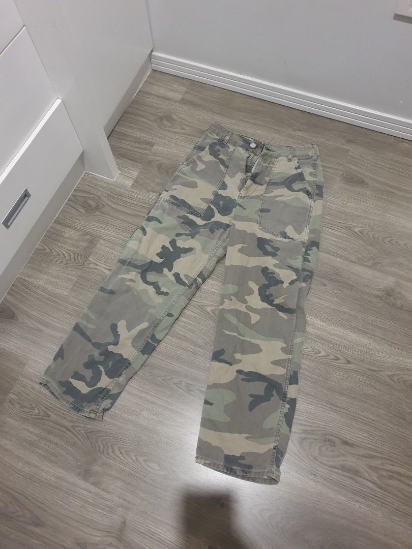 Topshop High waisted Faded Camo Pants Women s Fashion Bottoms
