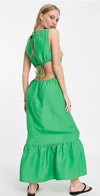 TOPSHOP Kelly Green Open Back/Cut Out Linen Dress, Women's Fashion, Dresses  & Sets, Dresses on Carousell
