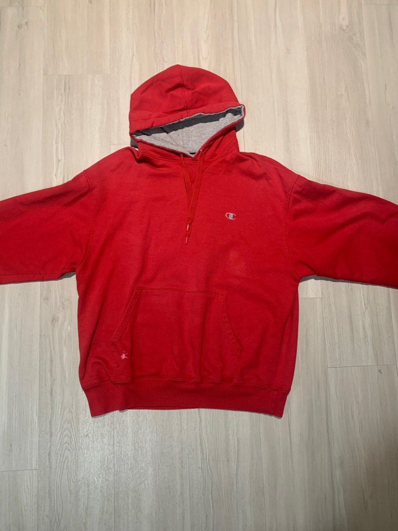 Red champion discount logo hoodie