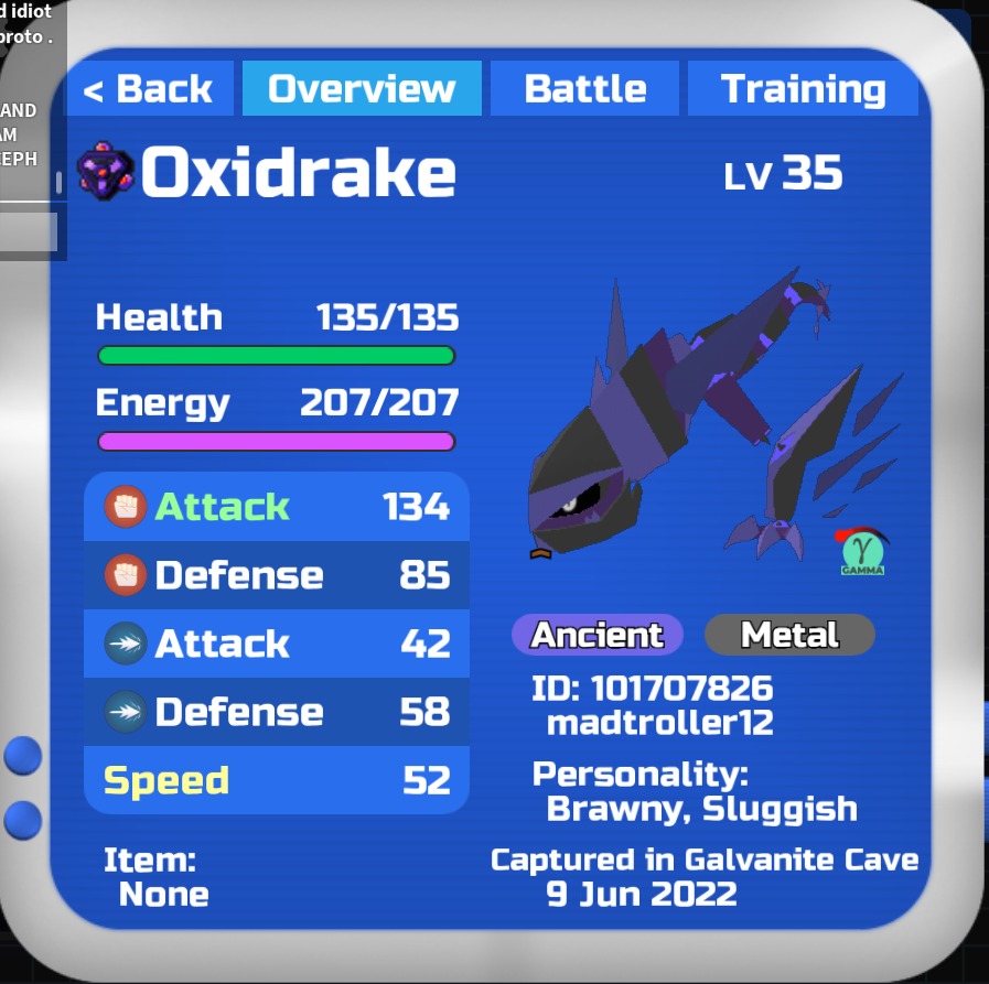 WTS Perfect Gamma Oxidrake (Loomian Legacy), Video Gaming, Video Games