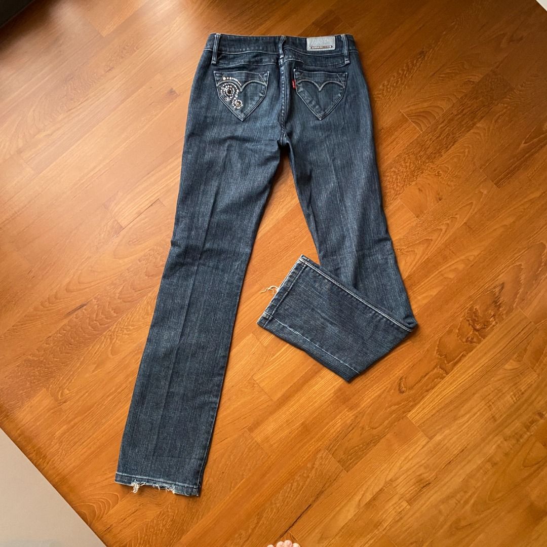 Y2k Levi's Lady Style Studded Kick Flare Jeans, Women's Fashion