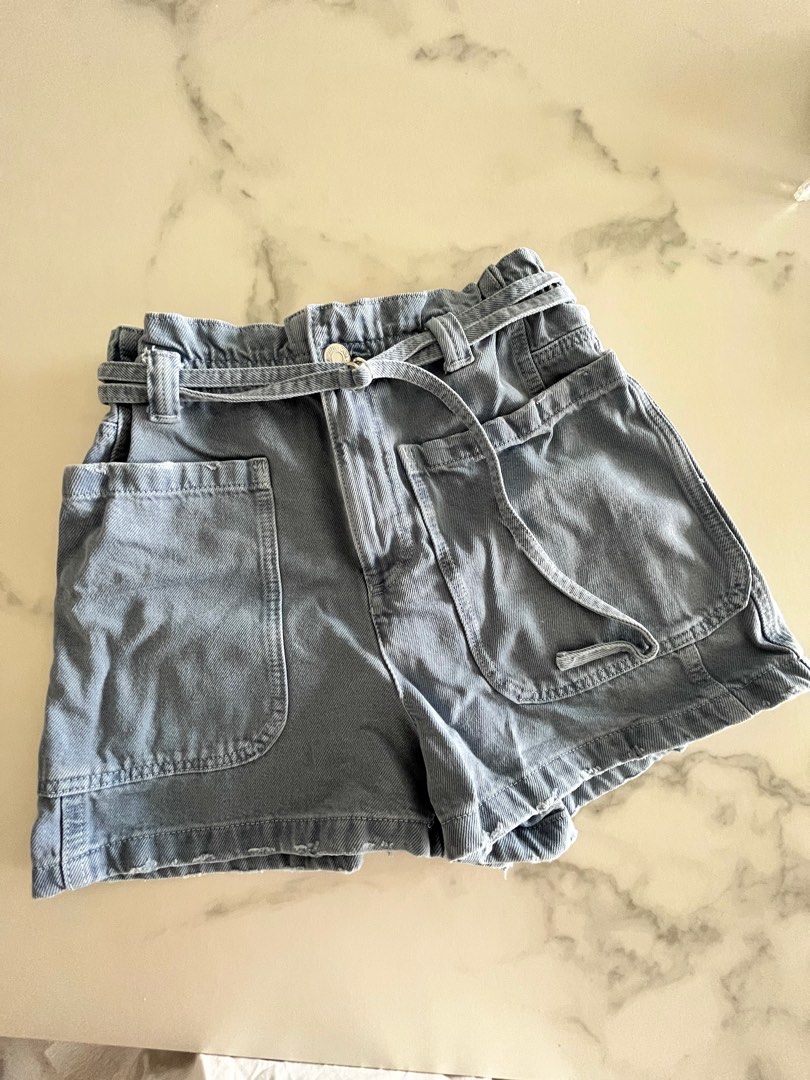Zara denim paperbag Bermuda shorts