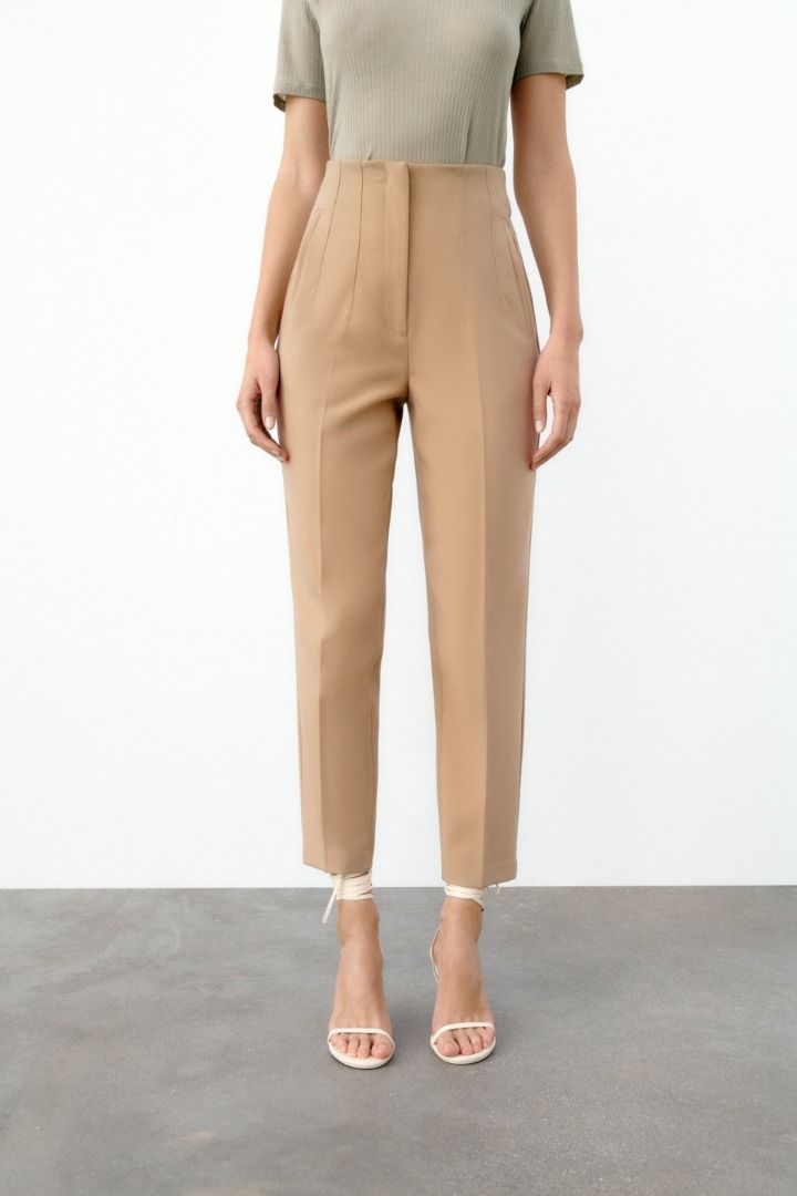 Zara High Waist Trousers in Camel, Women's Fashion, Bottoms, Other