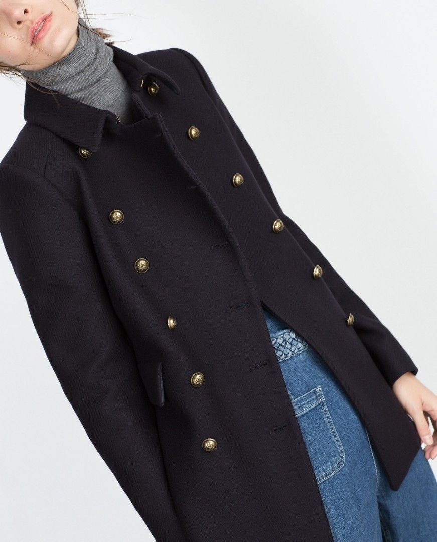 Zara coat gold buttons top