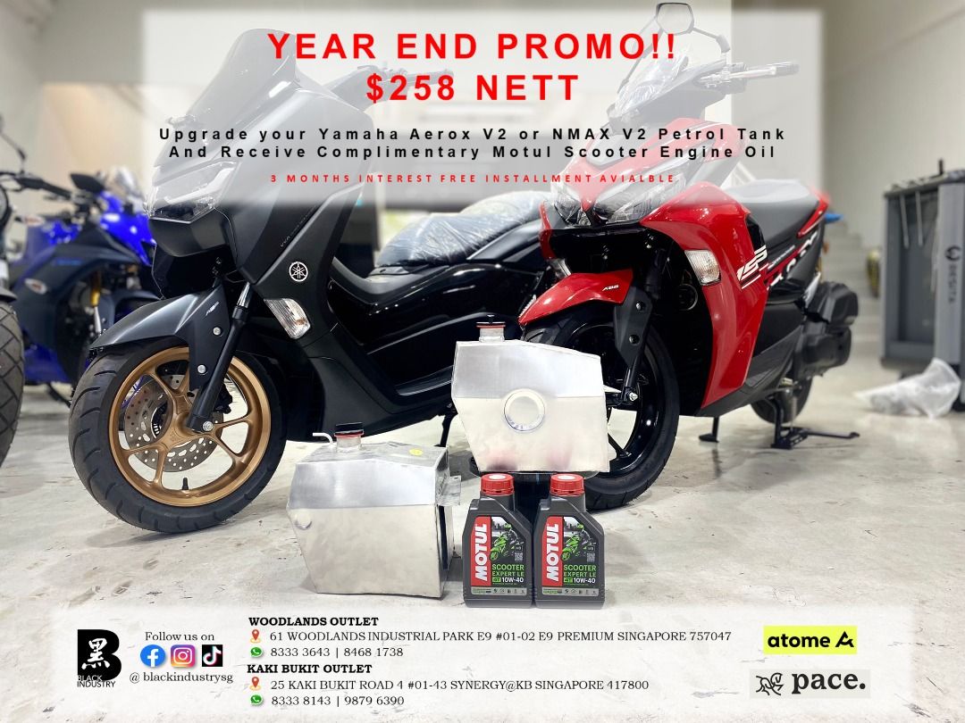 10.2L and 12L UPSIZE FUEL TANK for YAMAHA AEROX V2 & NMAX V2 YEAR END