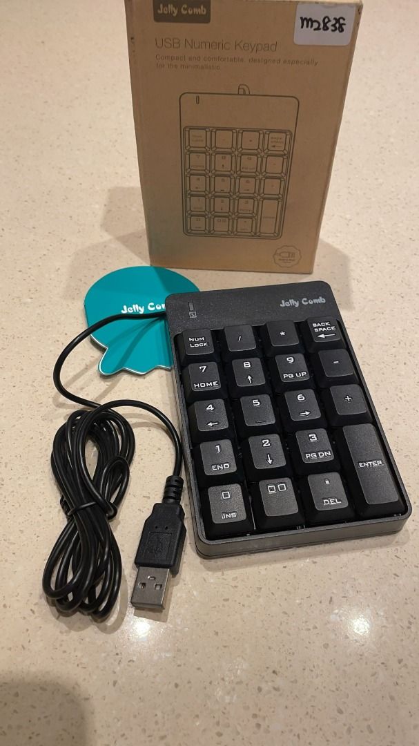 1551) USB Numeric Keypad, Jelly Comb 19 Key Wired Mini Number Keyboard