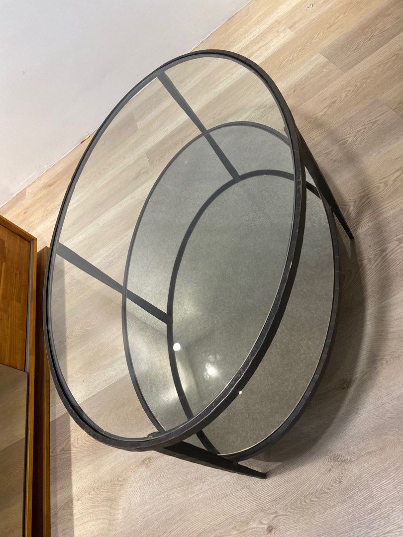 crate and barrel oval glass coffee table