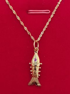 Gold fish necklace store charm