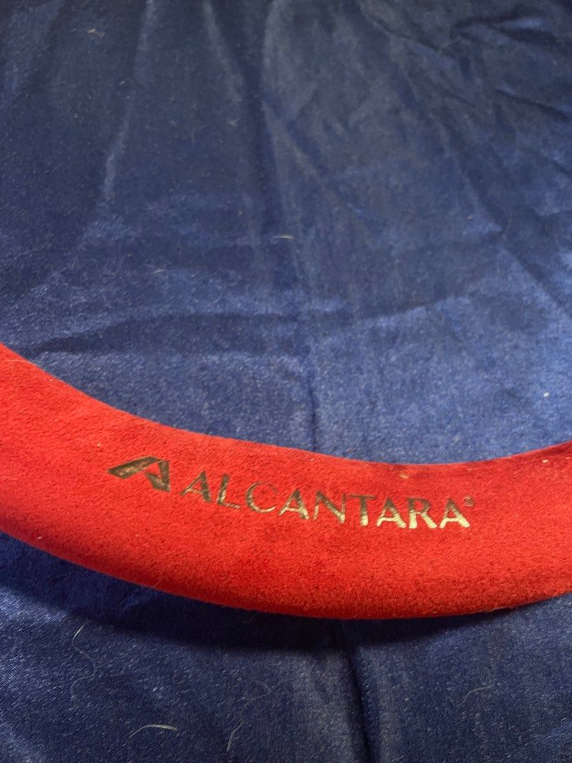 Alcantara Steering Wheel Cover (Black Line & Wording), Car Accessories