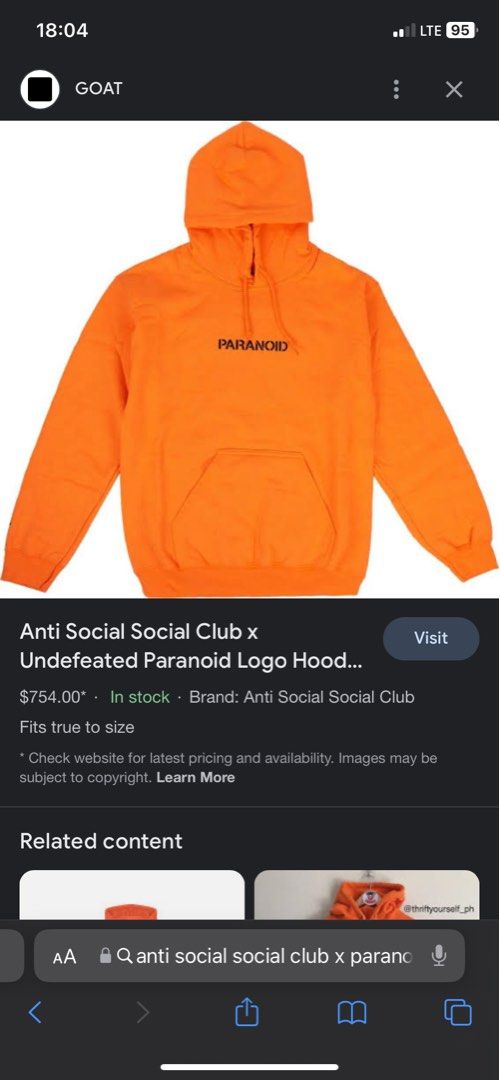 Paranoid hoodie sales
