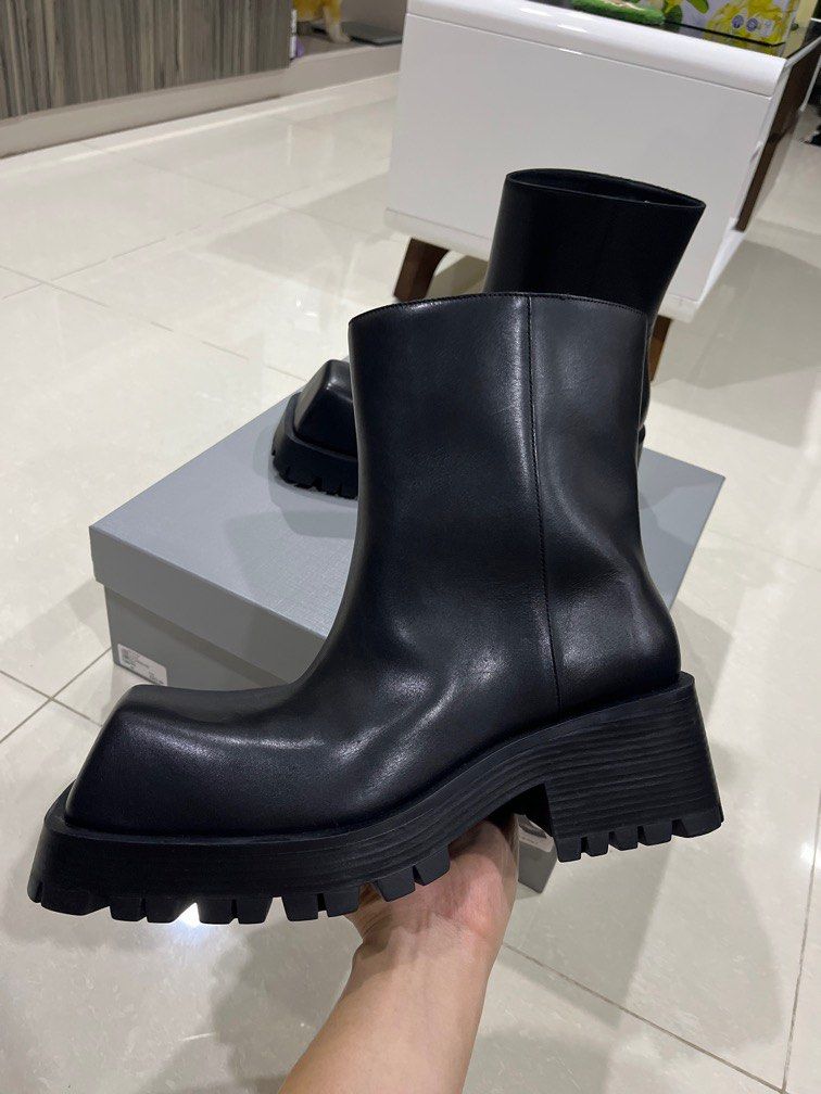 Authentic Balenciaga Trooper Leather Boots Black, Men's Fashion ...