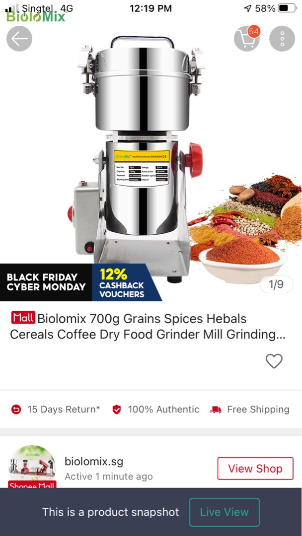 BioloMix 700g Grains Spices Grinder