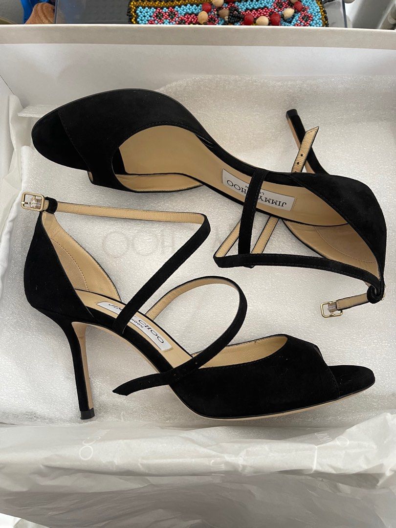 JIMMY CHOO Saeda Suede Pumps With Crystal Ankle Strap | Holt Renfrew