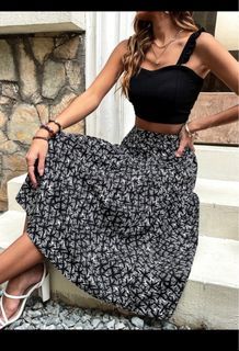 Brand new Black top floral skirt