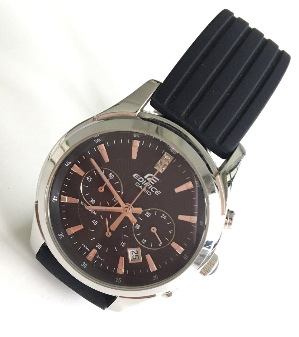 Casio edifice black leather strap online