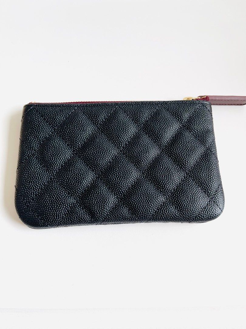 Chanel o case mini classic mini pouch in black caviar with gold