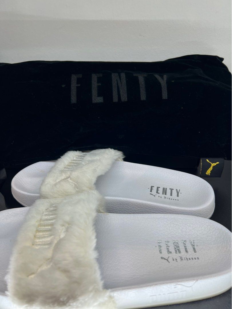 Clearance PUMA x Fenty Slides Fur White 39 Luxury