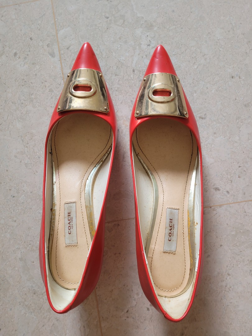 Coach Red Heels, Women's Fashion, Footwear, Heels on Carousell