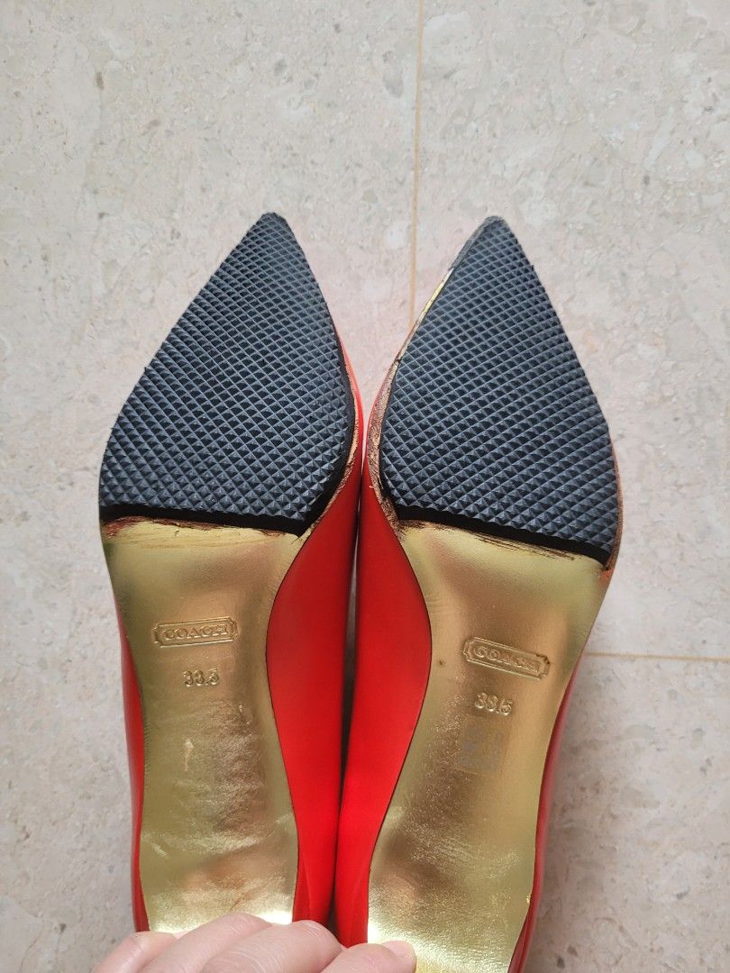 Coach Red Heels, Women's Fashion, Footwear, Heels on Carousell