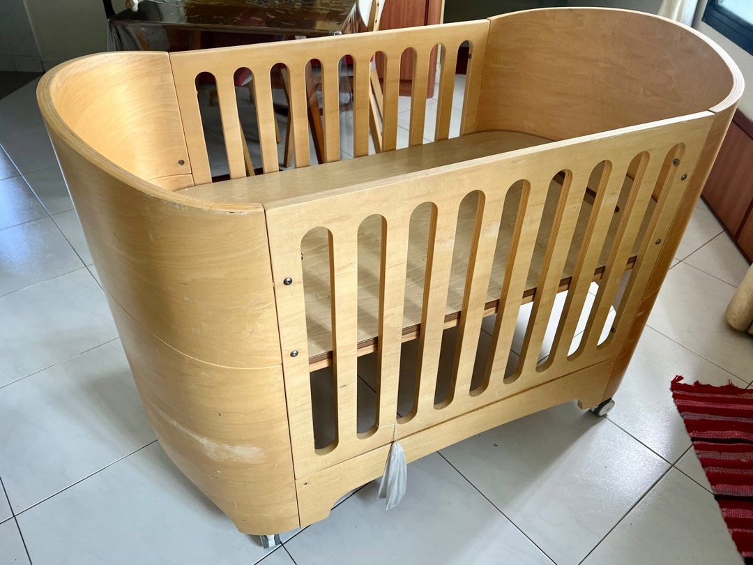 Convertible baby cot NZ pinewood, Babies & Kids, Baby Nursery & Kids