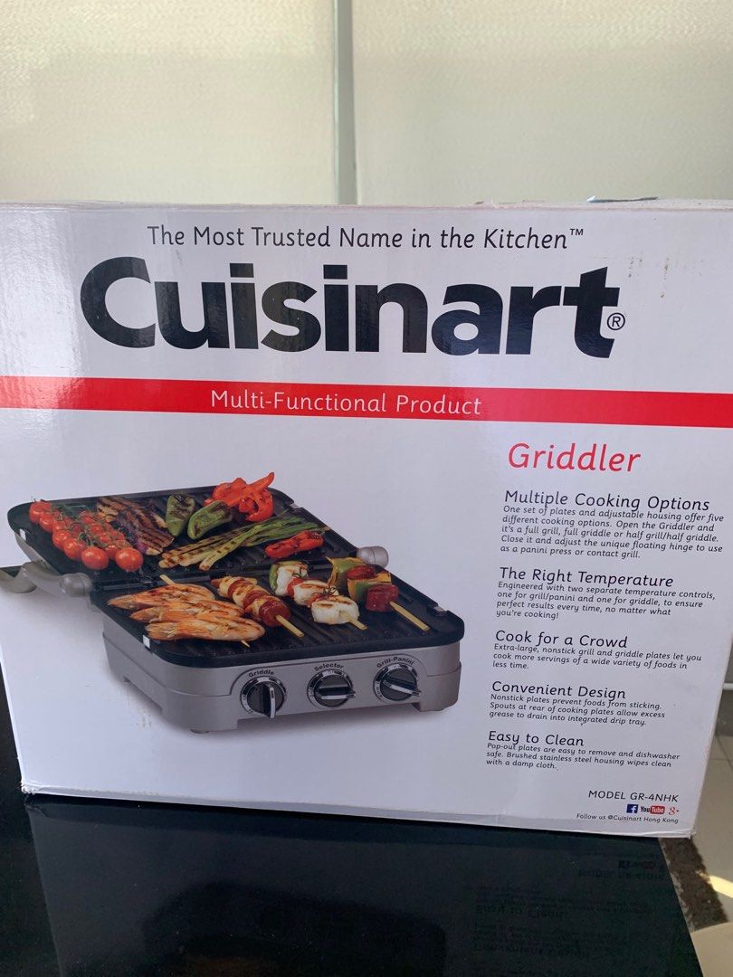 Cuisinart 5-in-1 stainless steel griddler (Category: Cookers) located in Taytay. Submitted by ccarci (Listing ID 1199113351, Image 1). Description: NHK model 14K original price Brand new and never been used. Slight damages in the box because of storage LWH: 13.5”(L) x 11.5”(W) x 7.12”(H) UC Weight: 12.000 UC Cubic Feet: 1.156 UC LWH: 9.0”(L) x 16.0”(W) x 13.88”(H) MC Quantity: 1 MC Weight: 12.000 MC Cubic Feet: 1.358 MC LWH: 16.75”(L) x 9.5”(W) x