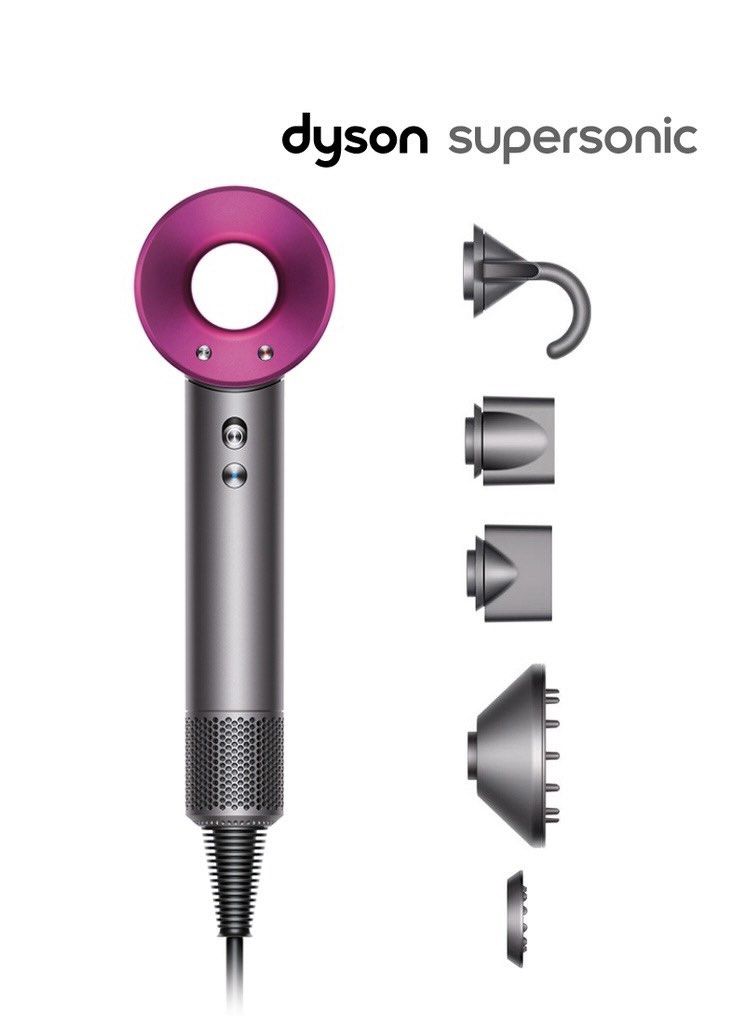 Dyson Supersonic Hair Dryer (Iron/Fuchsia) with Flyaway Attachment