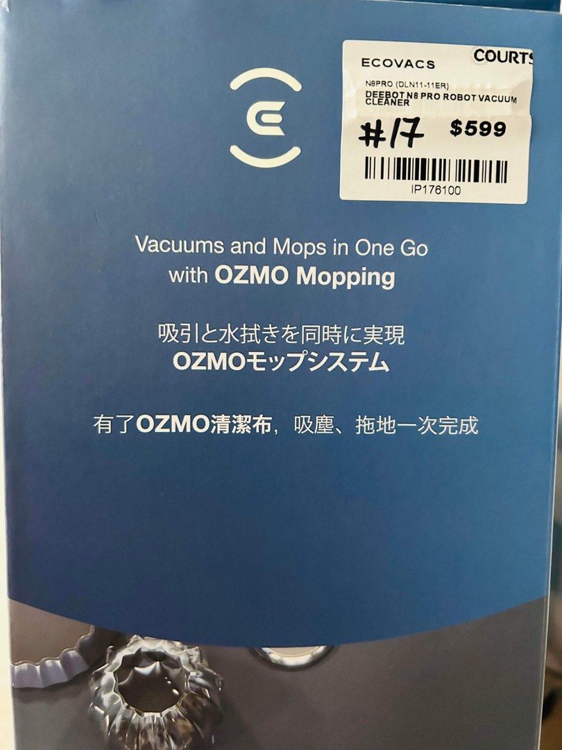 Ecovacs Deebot N8 Pro Vacuum Mopping Robot, TV & Home Appliances