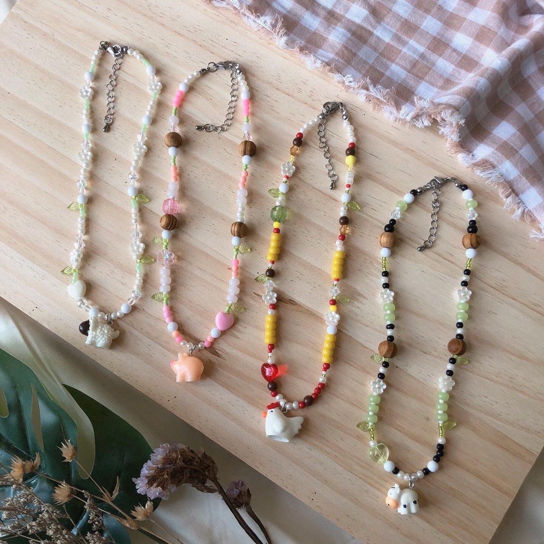 Farmcore Wonderland Choker Cute Beaded Necklace Trendy Y2K