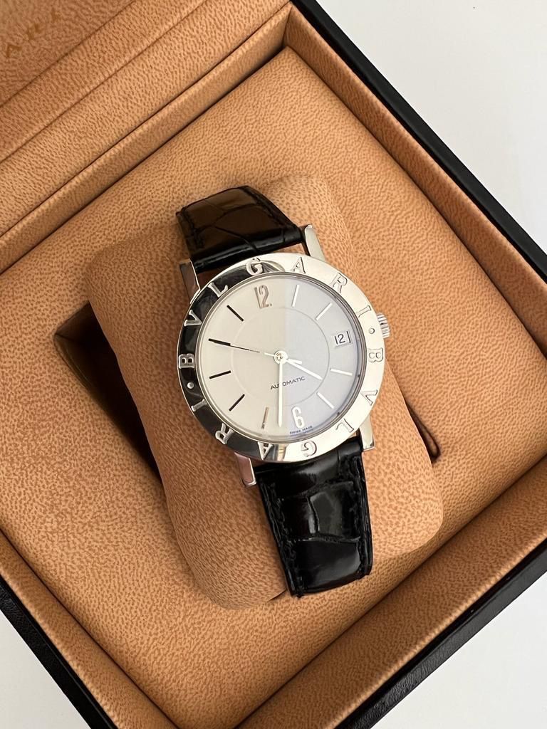 Fast Sale Excellent In Box Bvlgari Watch Black Croco Leather Strap