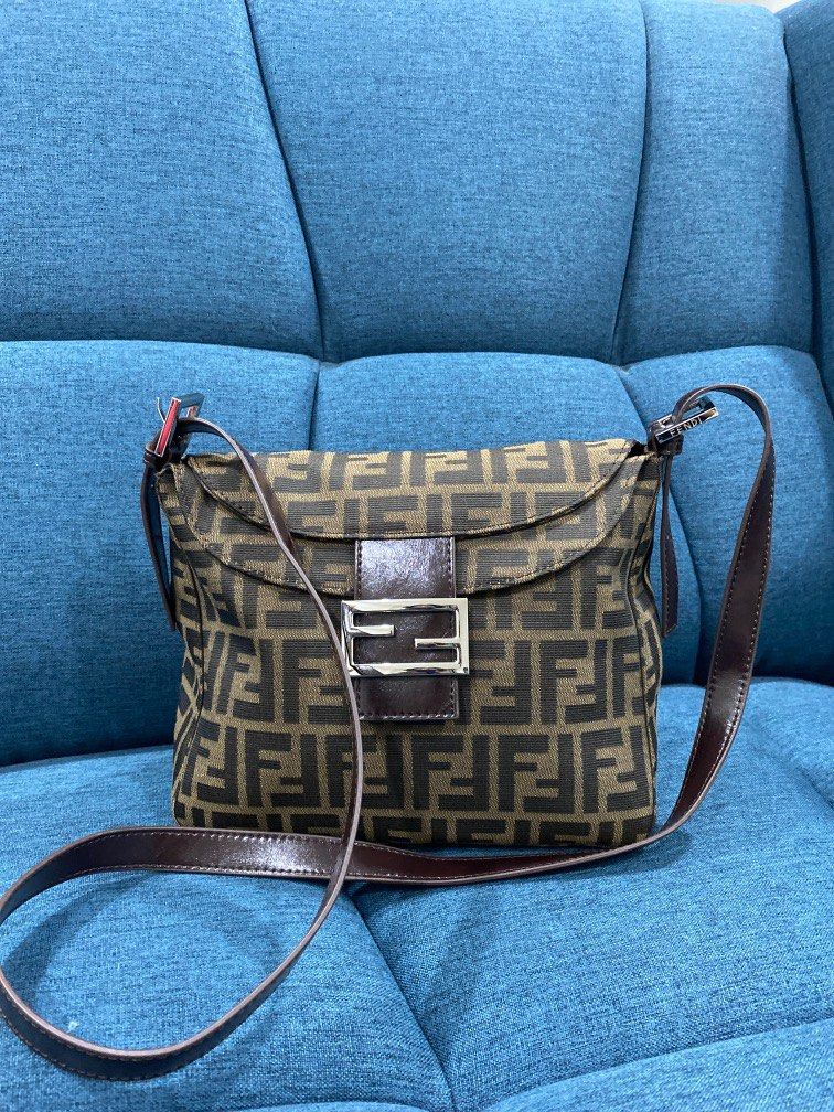 Fendi zucca hotsell canvas baguette