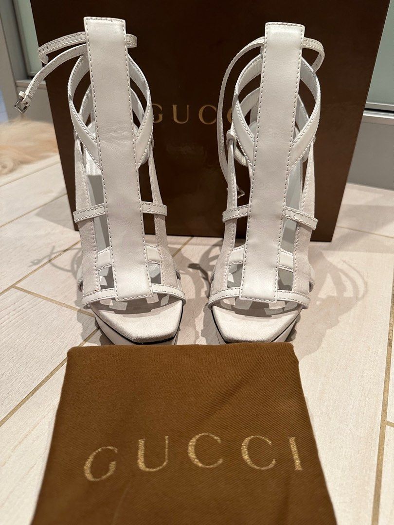 White leather top gladiator sandals