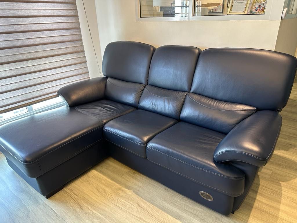 half leather sofa, Furniture & Home Living, Furniture, Sofas on Carousell