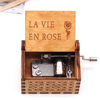 Hand-cranked Wooden Music Box La Vie En Rose