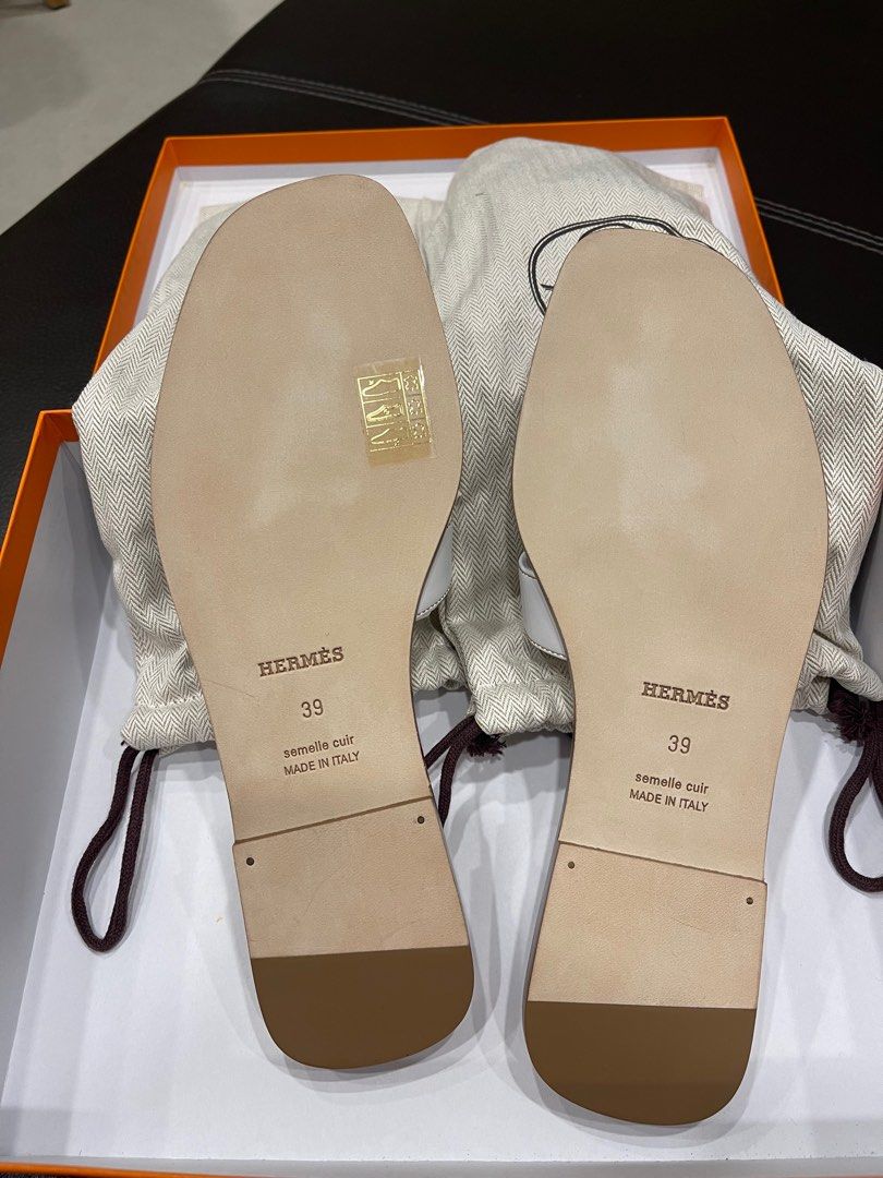 Hermes Oran White Sandals Size 39, Luxury, Sneakers u0026 Footwear on Carousell
