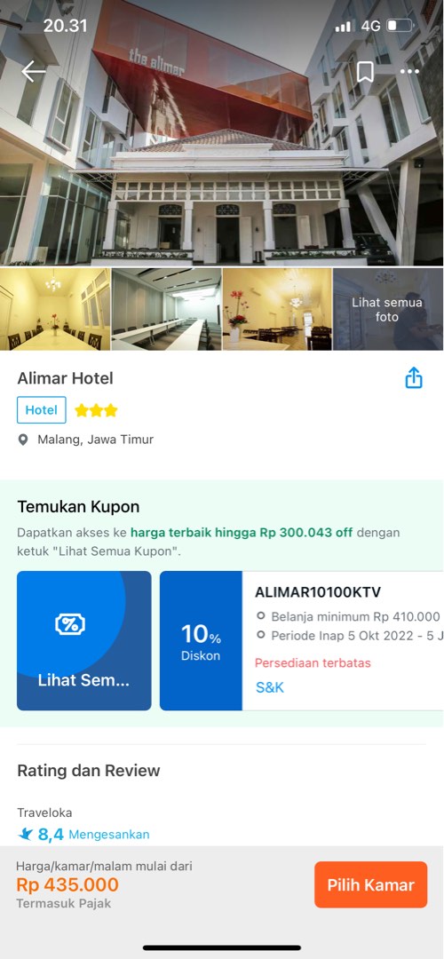 Hotel malang alimar jawa timur, Tiket & Voucher, Kartu Hadiah & Voucher