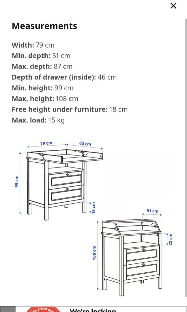 Ikea changing table with drawers, Babies & Kids, Baby Nursery & Kids