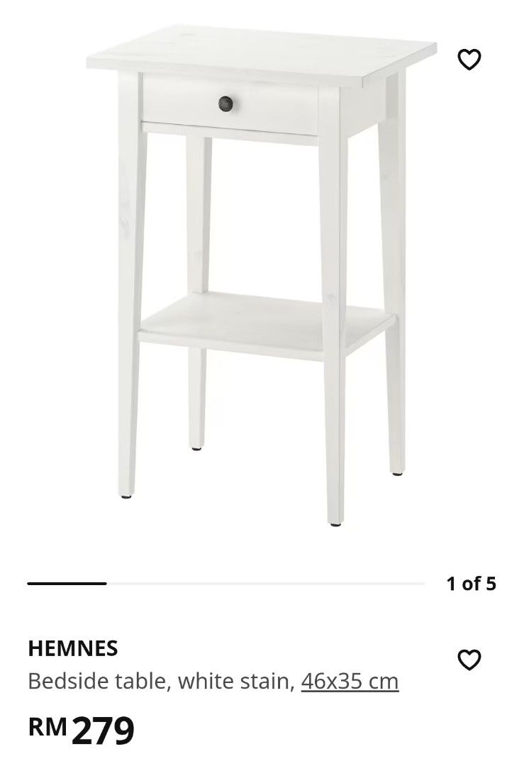 Ikea Hemnes bedside table, yellow, Furniture & Home Living, Furniture