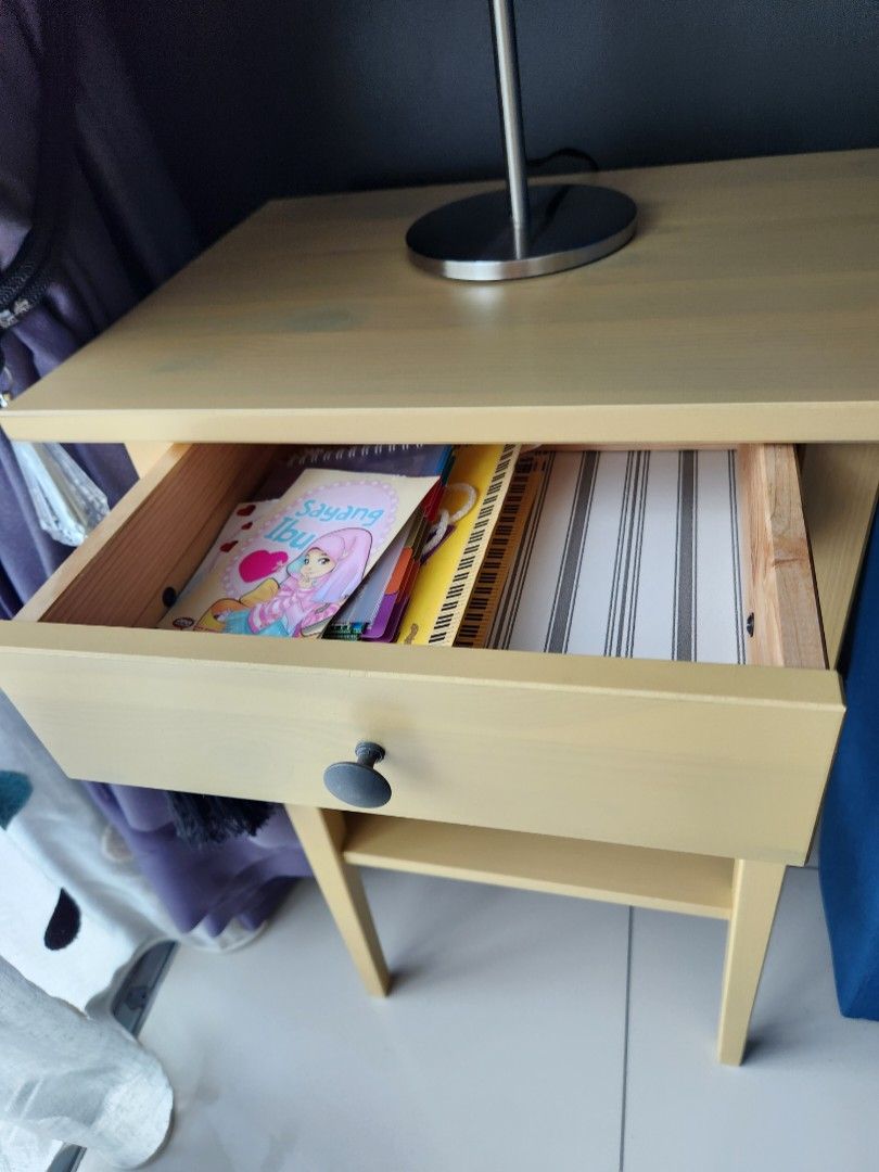 Ikea Hemnes bedside table, yellow, Furniture & Home Living, Furniture