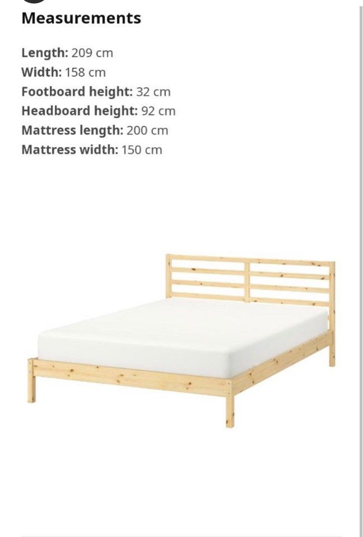 Ikea Tarva Bedframe and Mattress Queen Size, Furniture & Home Living