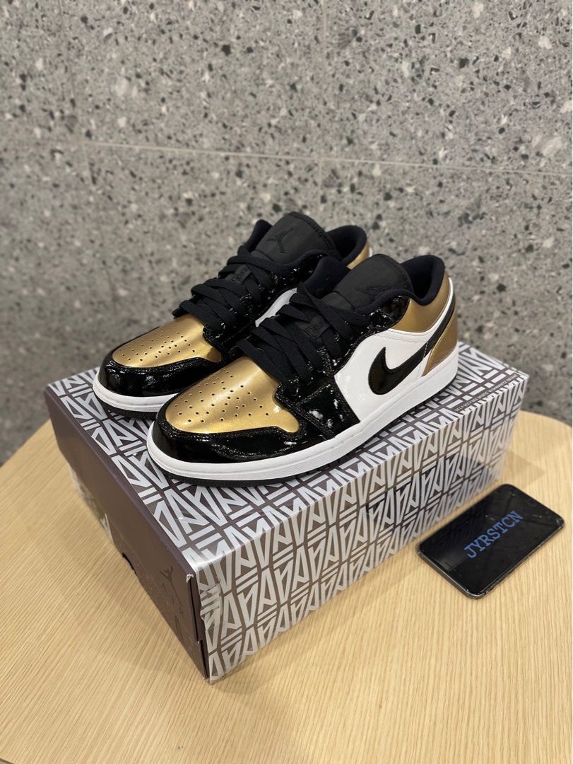 low top gold jordans