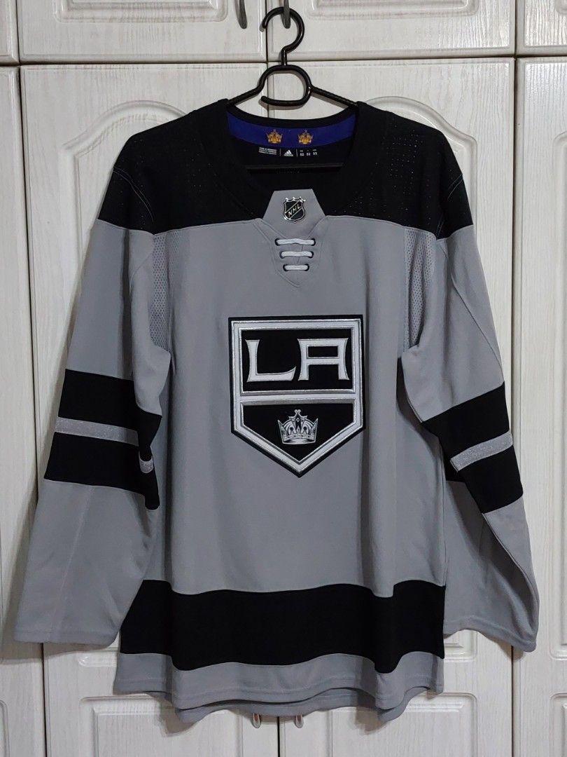 ADIDAS NHL Los Angeles Kings Authentic Alternate Grey Hockey Jersey Mens 52  L