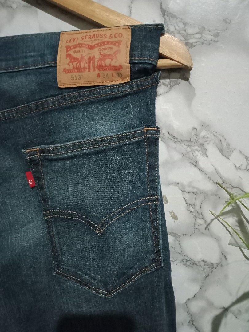 Levi's 513 Slim Straight Size 34x30 Stretchable, Actual Waist is 35 Made in  Bangladesh, #3440 Stamp Button Excellent Condi, Men's Fashion, Bottoms,  Jeans on Carousell