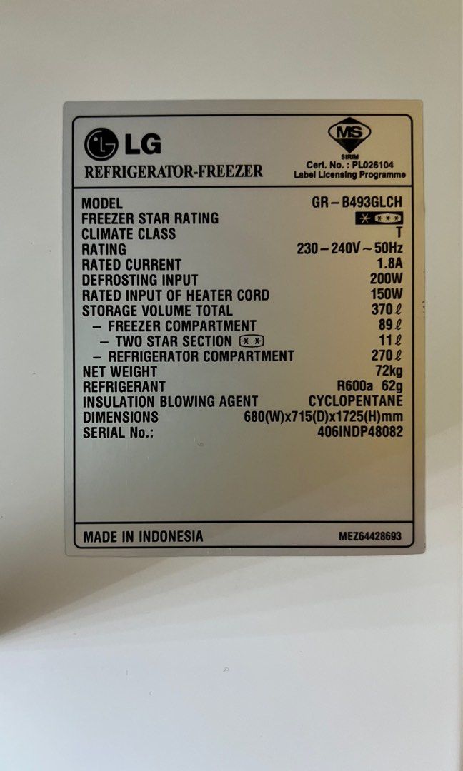 LG fridge with top mount freezer, TV & Home Appliances, Kitchen Appliances, Refrigerators