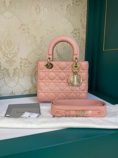 Like New Lady Dior Small My ABC Dior Deep Nude / Rose Pink Lamb GHW