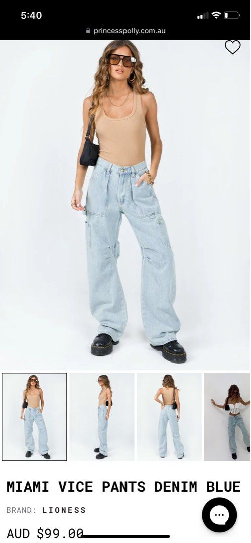 lioness princess polly miami vice pants in denim blue, Women's Fashion,  Bottoms, Jeans u0026 Leggings on Carousell