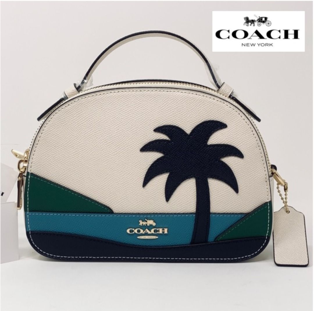 New Coach Original Serena Satchel Chalk Multi Sunset Motif Crossbody Top Handle Bag For Women Come With Complete Set Suitable for Gift