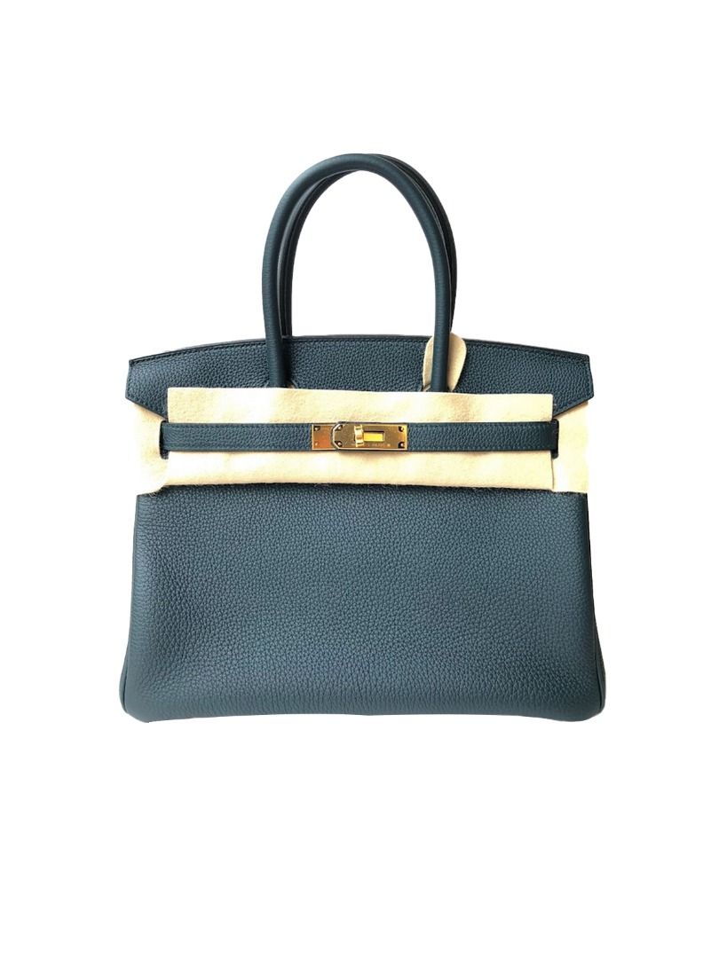Hermes Birkin bag 30 Vert cypres Clemence leather Gold hardware