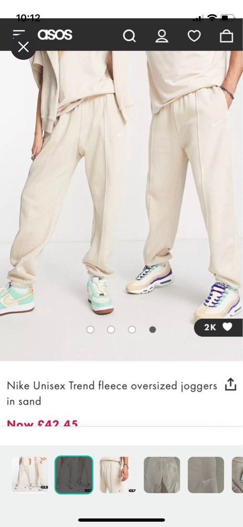 Nike Unisex Fleece Oversized Joggers in Sand, Men's Fashion, Bottoms,  Joggers on Carousell