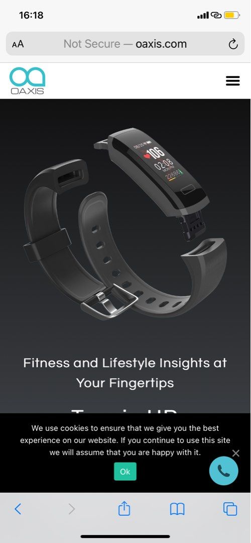 Oaxis HB3101SA Tenvis HR Black Smart Band