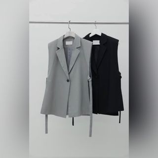 Orandor wear 黑色 雙側釦環西裝背心 （正韓）
